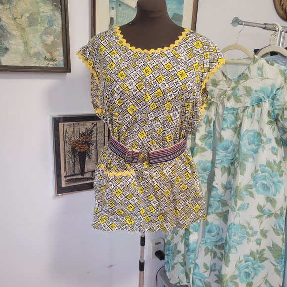 Vintage Work Smock without tie back -Apron like tunic top - Picture 4 of 4